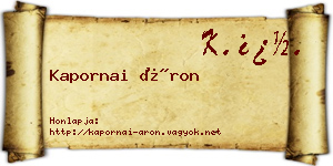 Kapornai Áron névjegykártya