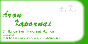 aron kapornai business card